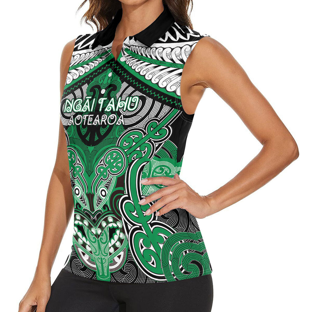 Aotearoa Iwi Ngai Tahu Personalised Women Sleeveless Polo Shirt Maori Kowhaiwhai Pattern LT19 - Polynesian Pride
