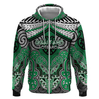Aotearoa Iwi Ngai Tahu Personalised Zip Hoodie Maori Kowhaiwhai Pattern LT19 Zip Hoodie Green - Polynesian Pride