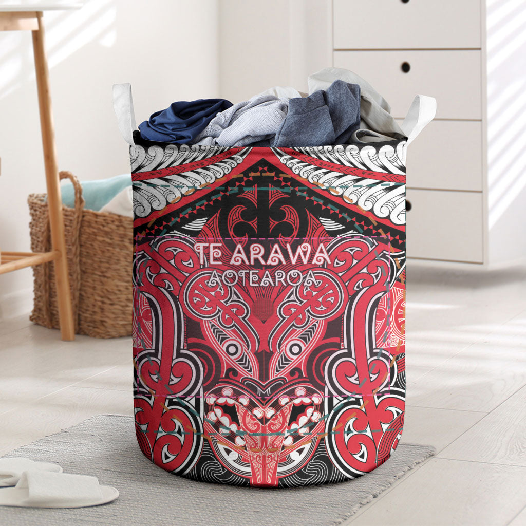 Aotearoa Iwi Te Arawa Laundry Basket Maori Kowhaiwhai Pattern LT19 Red - Polynesian Pride