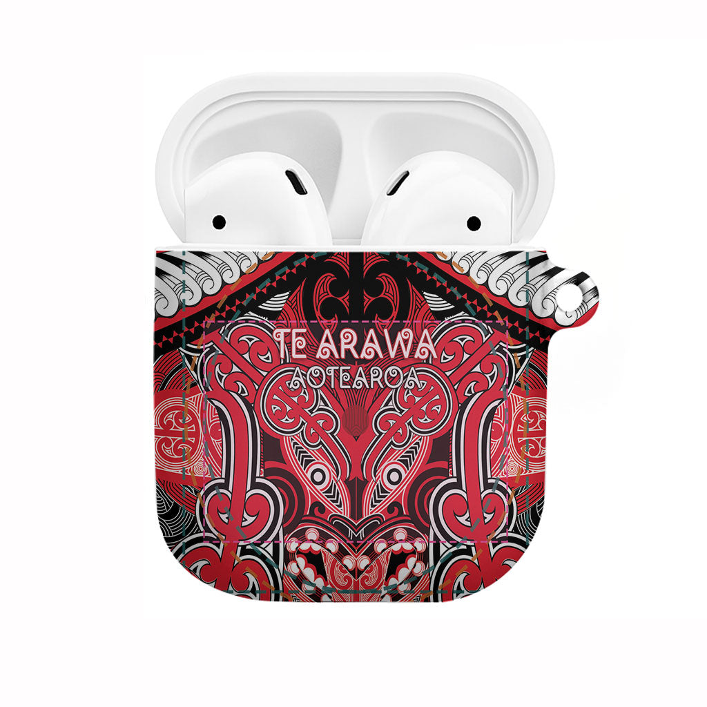 Aotearoa Iwi Te Arawa AirPods Case Maori Kowhaiwhai Pattern LT19 Red - Polynesian Pride