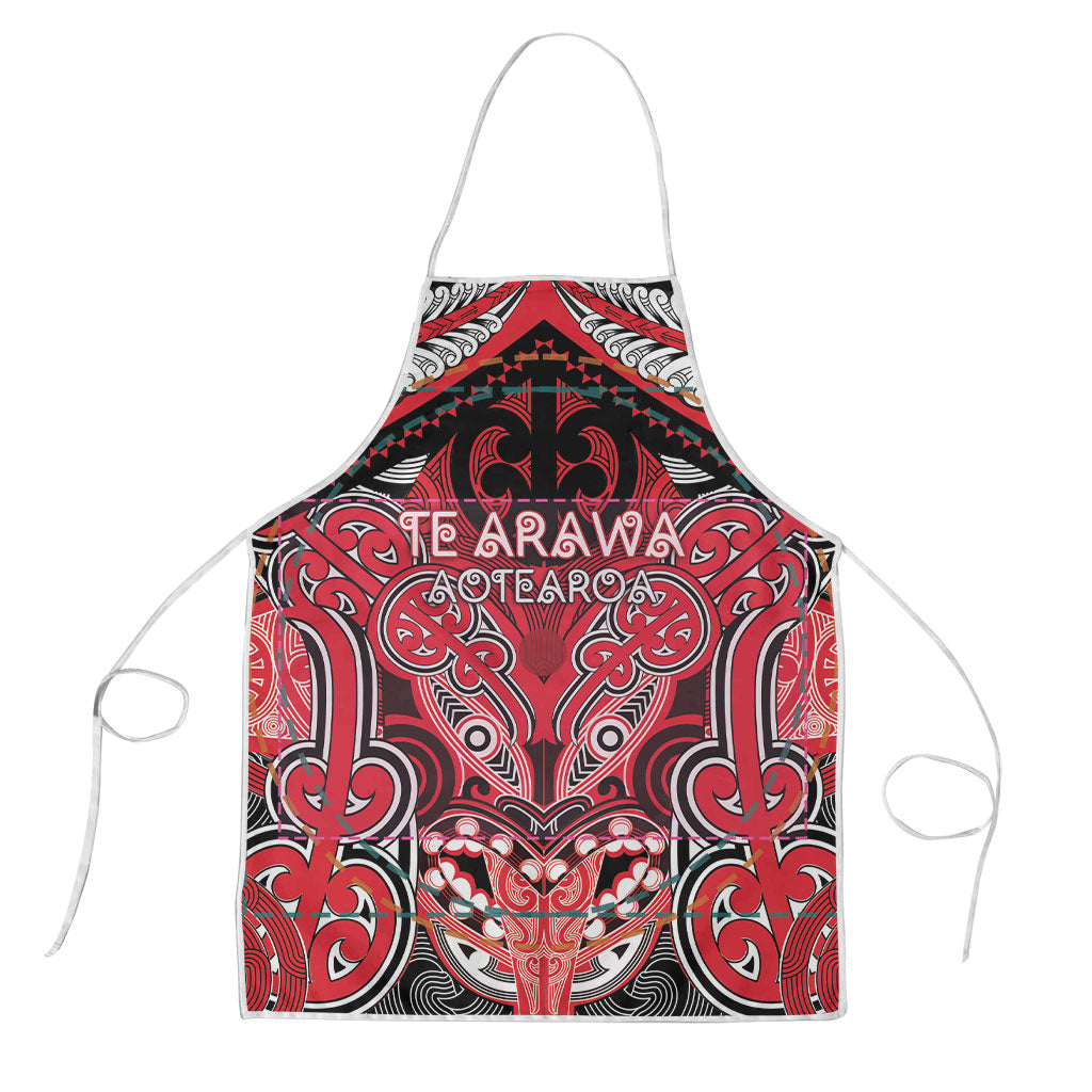 Aotearoa Iwi Te Arawa Apron Maori Kowhaiwhai Pattern LT19 Red - Polynesian Pride