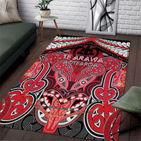 Aotearoa Iwi Te Arawa Area Rug Maori Kowhaiwhai Pattern LT19 Red - Polynesian Pride