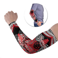 Aotearoa Iwi Te Arawa Personalised Arm Sleeves Maori Kowhaiwhai Pattern LT19 Set of 2 Red - Polynesian Pride