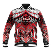 Aotearoa Iwi Te Arawa Personalised Baseball Jacket Maori Kowhaiwhai Pattern LT19 Unisex Red - Polynesian Pride