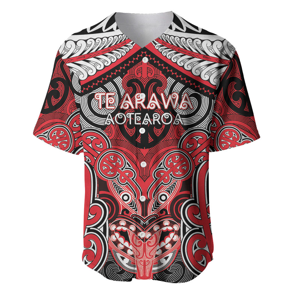 Aotearoa Iwi Te Arawa Personalised Baseball Jersey Maori Kowhaiwhai Pattern LT19 Red - Polynesian Pride