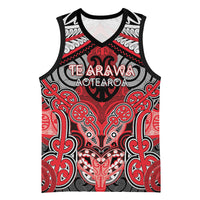 Aotearoa Iwi Te Arawa Personalised Basketball Jersey Maori Kowhaiwhai Pattern LT19 Unisex Red - Polynesian Pride