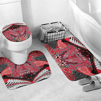 Aotearoa Iwi Te Arawa Bathroom Set Maori Kowhaiwhai Pattern LT19 Mat Set Only (3 pcs) One Size Red - Polynesian Pride