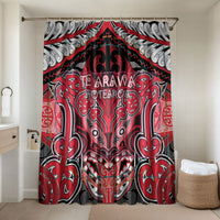 Aotearoa Iwi Te Arawa Bathroom Set Maori Kowhaiwhai Pattern LT19 Shower Curtain Only Red - Polynesian Pride
