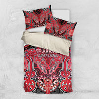 Aotearoa Iwi Te Arawa Bedding Set Maori Kowhaiwhai Pattern LT19 US Twin 172cm x 218cm Red - Polynesian Pride
