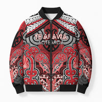 Aotearoa Iwi Te Arawa Personalised Bomber Puffer Jacket Maori Kowhaiwhai Pattern LT19 Unisex Red - Polynesian Pride