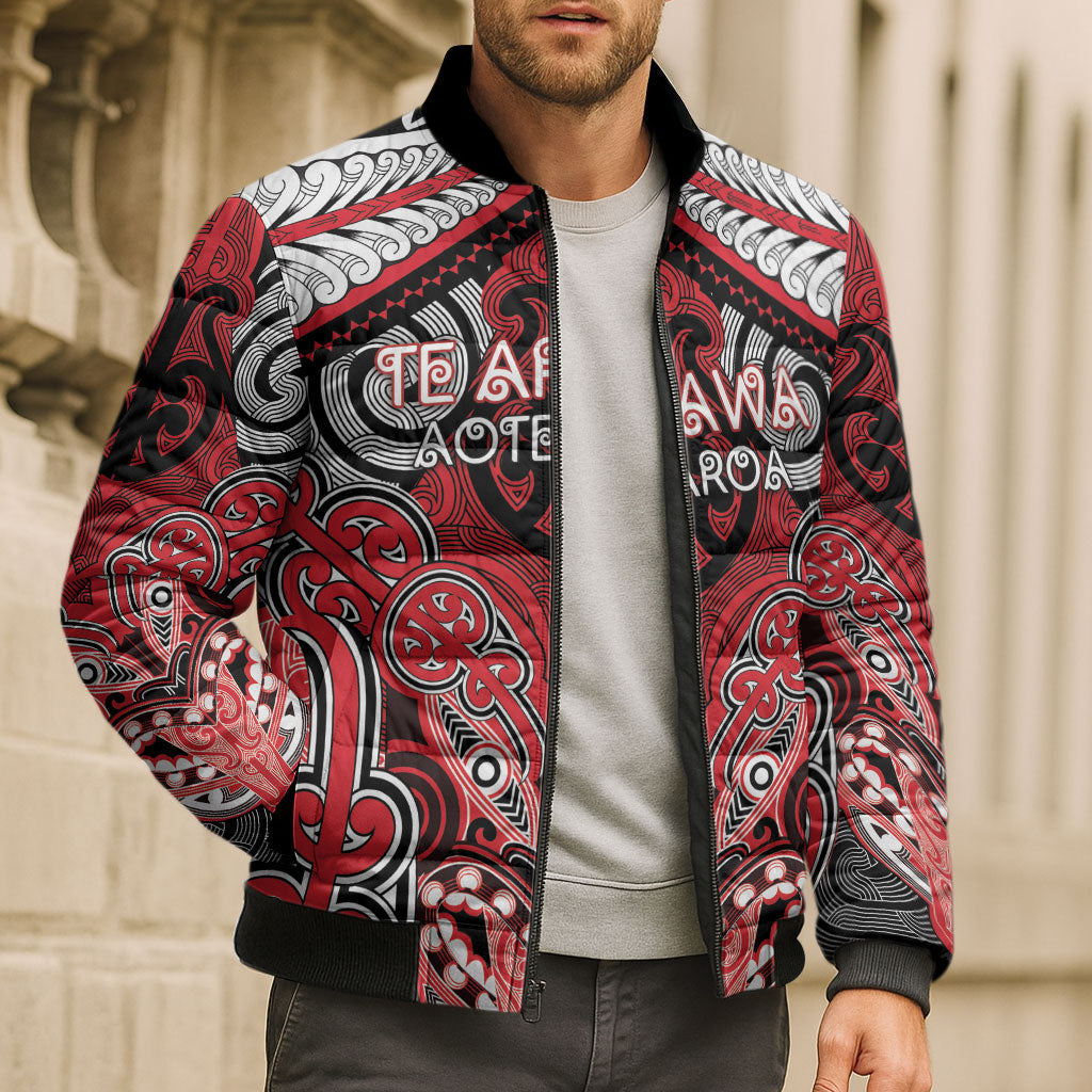Aotearoa Iwi Te Arawa Personalised Bomber Puffer Jacket Maori Kowhaiwhai Pattern LT19 - Polynesian Pride