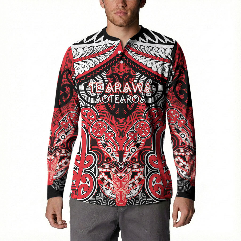 Aotearoa Iwi Te Arawa Personalised Button Sweatshirt Maori Kowhaiwhai Pattern LT19 - Polynesian Pride