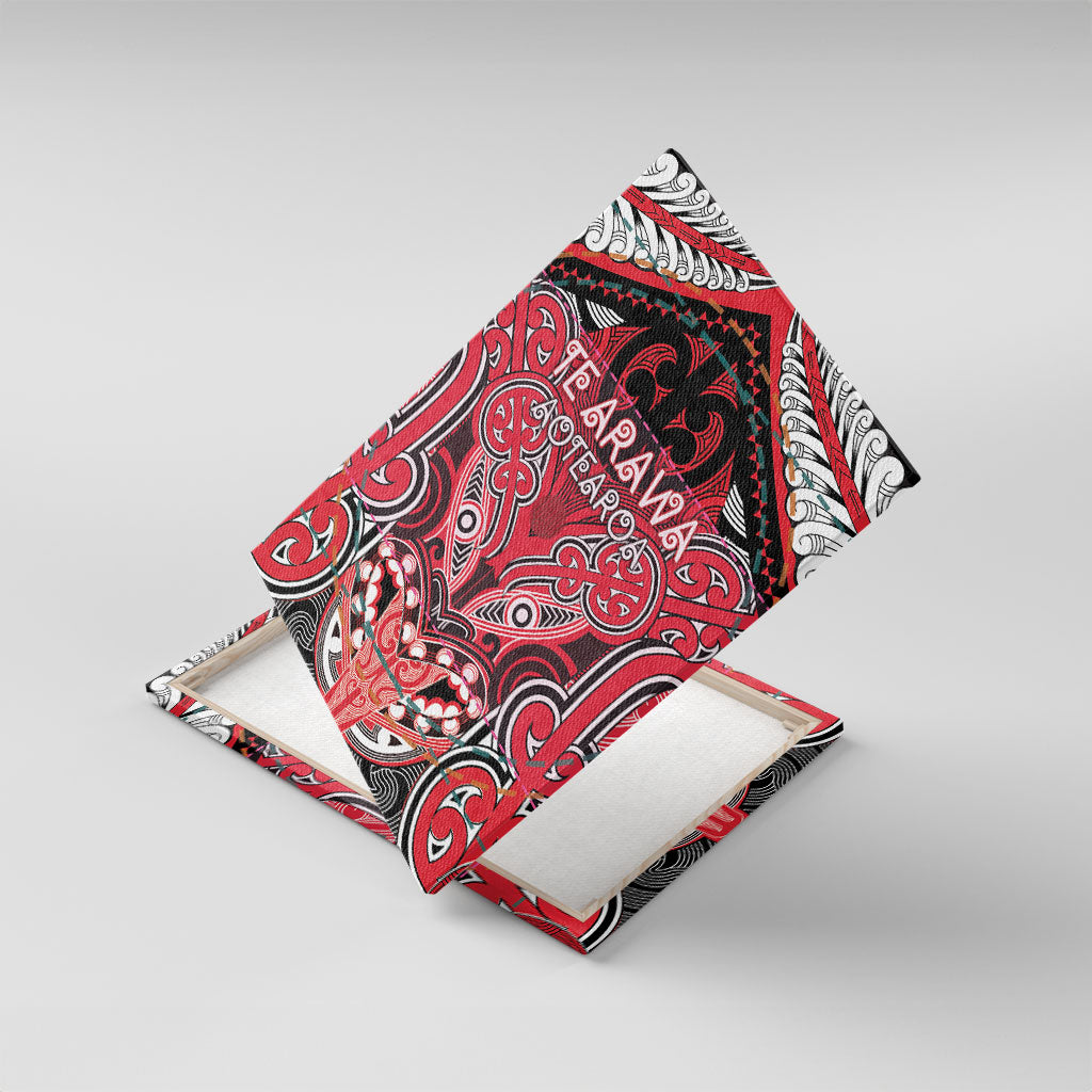Aotearoa Iwi Te Arawa Canvas Wall Art Maori Kowhaiwhai Pattern LT19 With Frame Red - Polynesian Pride