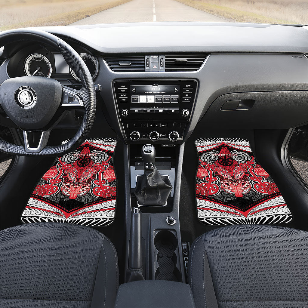 Aotearoa Iwi Te Arawa Personalised Car Mats Maori Kowhaiwhai Pattern LT19 Set 2pcs - Front Red - Polynesian Pride