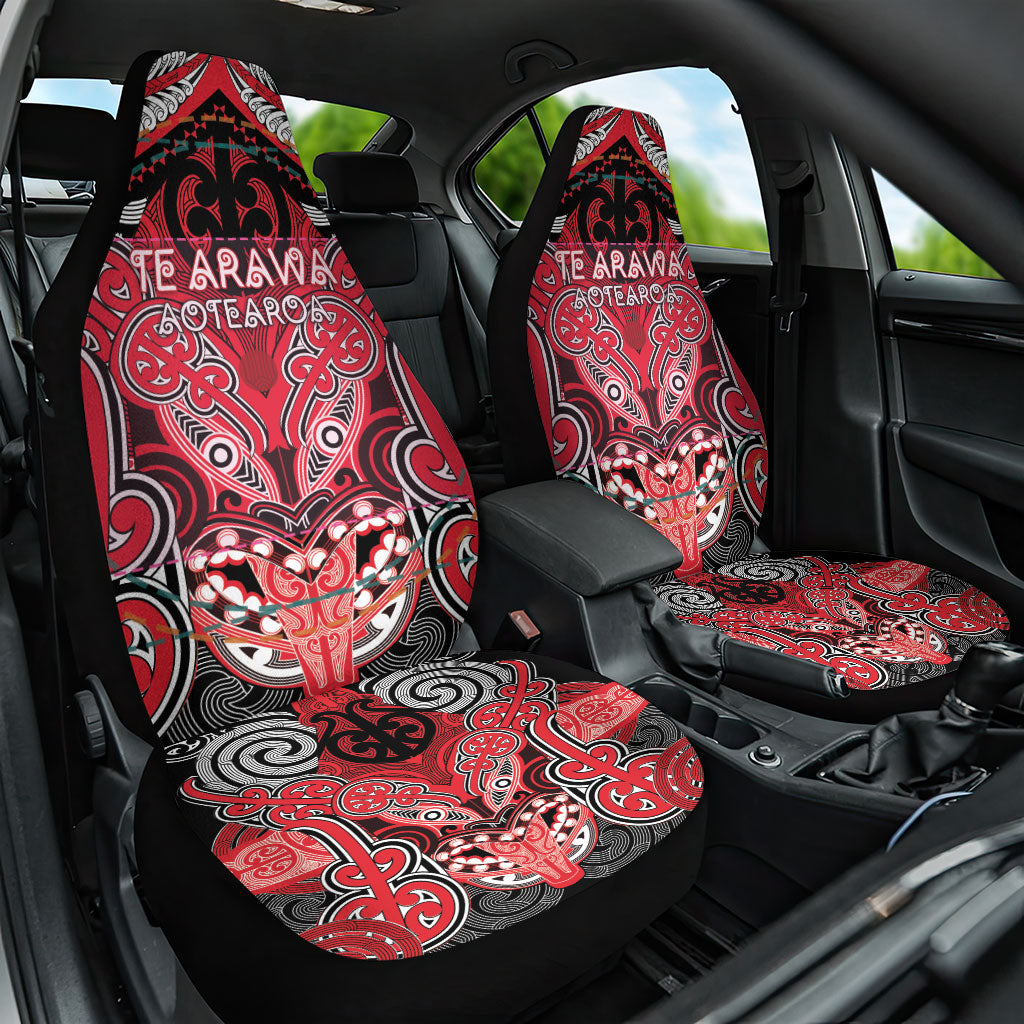 Aotearoa Iwi Te Arawa Car Seat Cover Maori Kowhaiwhai Pattern LT19 One Size Red - Polynesian Pride