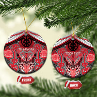 Aotearoa Iwi Te Arawa Personalised Ceramic Ornament Maori Kowhaiwhai Pattern LT19 Circle Red - Polynesian Pride