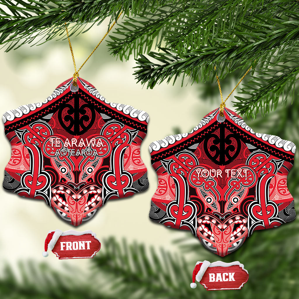 Aotearoa Iwi Te Arawa Personalised Ceramic Ornament Maori Kowhaiwhai Pattern LT19 Snow Flake Red - Polynesian Pride