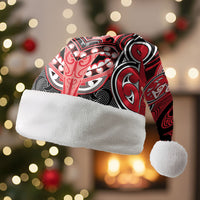 Aotearoa Iwi Te Arawa Personalised Christmas Santa Hat Maori Kowhaiwhai Pattern LT19 Without Fur Red - Polynesian Pride