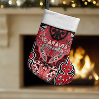 Aotearoa Iwi Te Arawa Personalised Christmas Stocking Maori Kowhaiwhai Pattern LT19 Set of 2 Red - Polynesian Pride