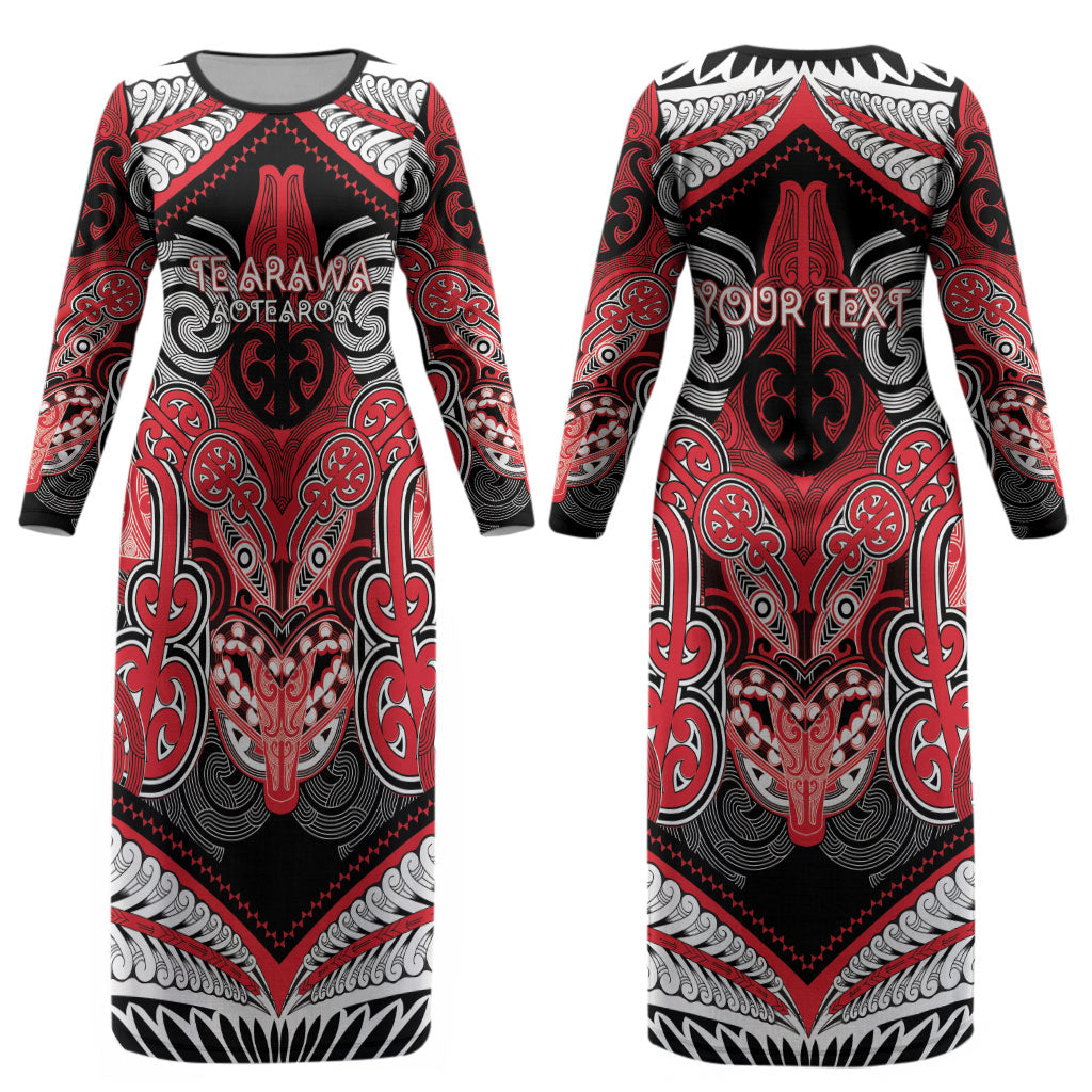 Aotearoa Iwi Te Arawa Personalised Couples Matching Long Sleeve Bodycon Dress and Long Sleeve Button Shirt Maori Kowhaiwhai Pattern LT19 - Polynesian Pride
