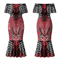 Aotearoa Iwi Te Arawa Personalised Couples Matching Mermaid Dress and Long Sleeve Button Shirt Maori Kowhaiwhai Pattern LT19 - Polynesian Pride