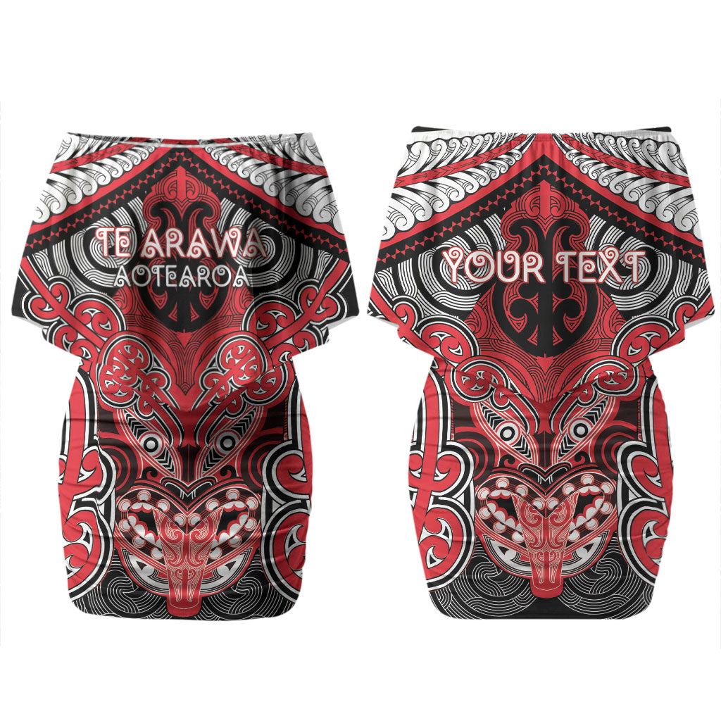 Aotearoa Iwi Te Arawa Personalised Couples Matching Off Shoulder Short Dress and Long Sleeve Button Shirt Maori Kowhaiwhai Pattern LT19 - Polynesian Pride