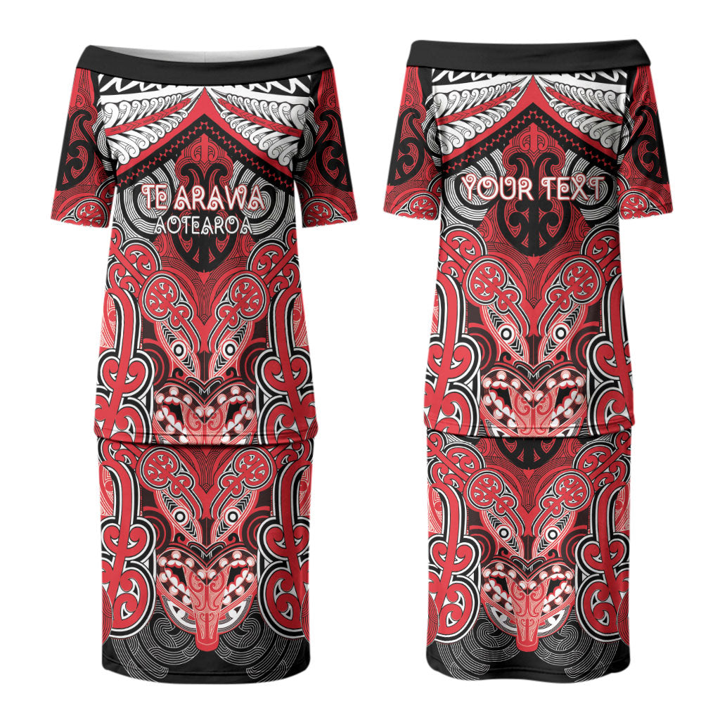 Aotearoa Iwi Te Arawa Personalised Couples Matching Puletasi and Long Sleeve Button Shirt Maori Kowhaiwhai Pattern LT19 - Polynesian Pride