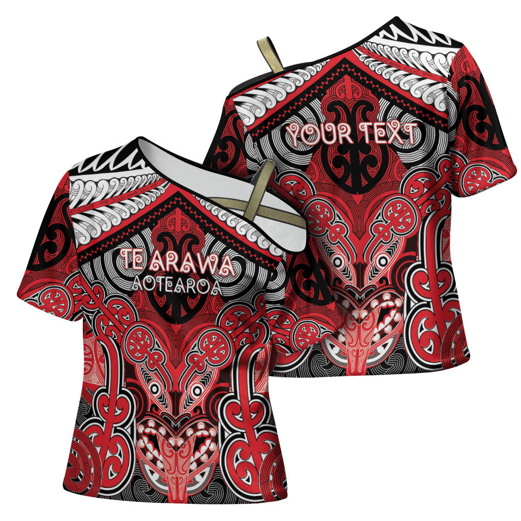 Aotearoa Iwi Te Arawa Personalised Cross Shoulder Shirt Maori Kowhaiwhai Pattern LT19 - Polynesian Pride