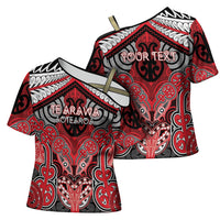 Aotearoa Iwi Te Arawa Personalised Cross Shoulder Shirt Maori Kowhaiwhai Pattern LT19 - Polynesian Pride