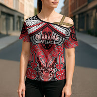 Aotearoa Iwi Te Arawa Personalised Cross Shoulder Shirt Maori Kowhaiwhai Pattern LT19 - Polynesian Pride