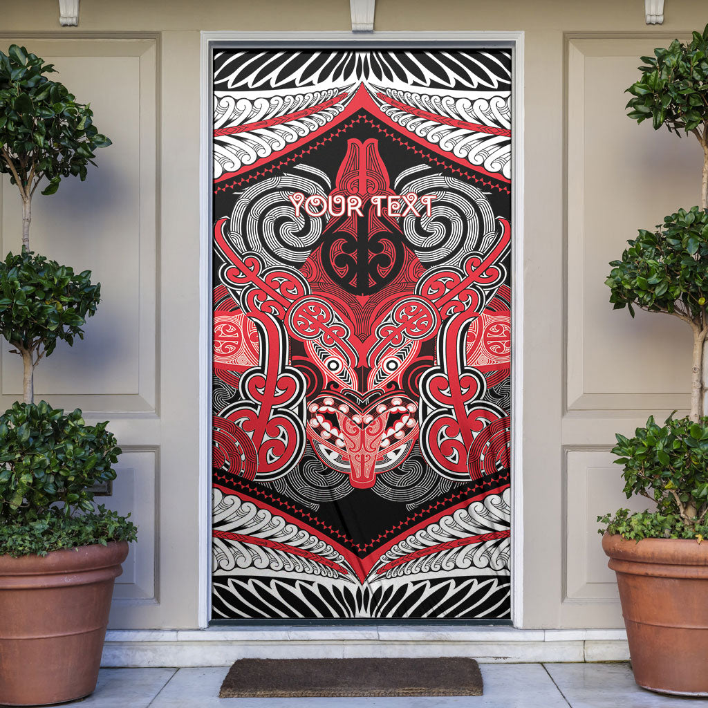 Aotearoa Iwi Te Arawa Personalised Door Cover Maori Kowhaiwhai Pattern LT19 Red - Polynesian Pride