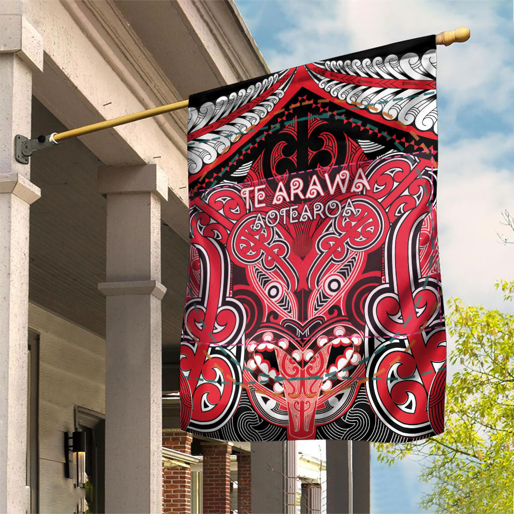 Aotearoa Iwi Te Arawa Garden Flag Maori Kowhaiwhai Pattern LT19 House Flag Red - Polynesian Pride