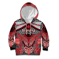 Aotearoa Iwi Te Arawa Personalised Kid Hoodie Maori Kowhaiwhai Pattern LT19 Hoodie Red - Polynesian Pride