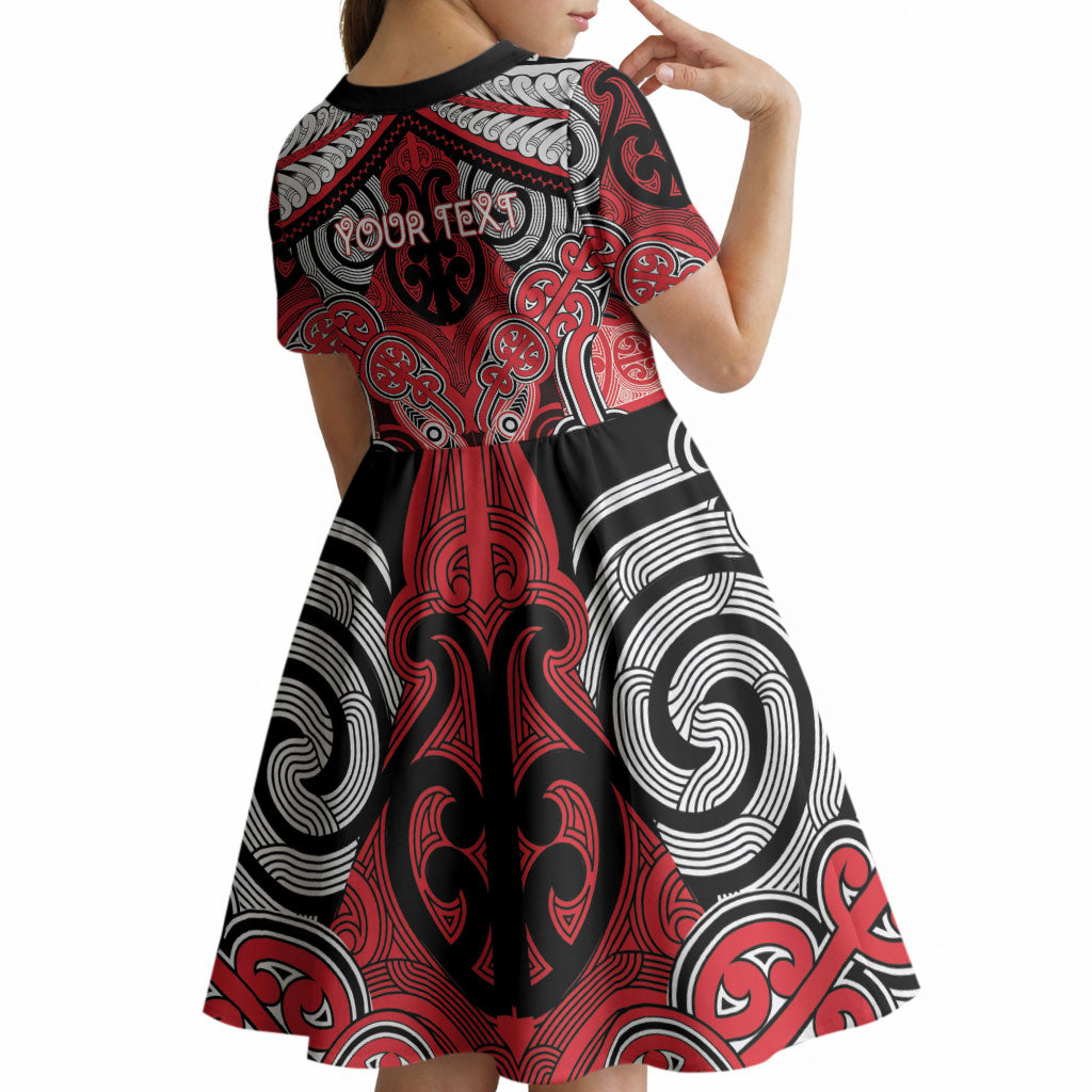 Aotearoa Iwi Te Arawa Personalised Kid Short Sleeve Dress Maori Kowhaiwhai Pattern LT19 - Polynesian Pride