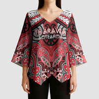 Aotearoa Iwi Te Arawa Personalised Kimono Sleeve Blouse Maori Kowhaiwhai Pattern LT19 - Polynesian Pride