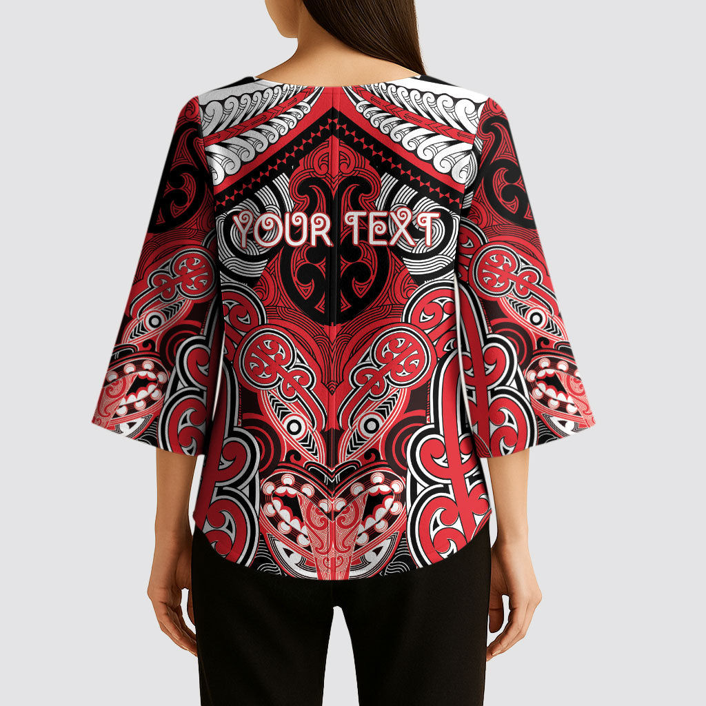 Aotearoa Iwi Te Arawa Personalised Kimono Sleeve Blouse Maori Kowhaiwhai Pattern LT19 - Polynesian Pride