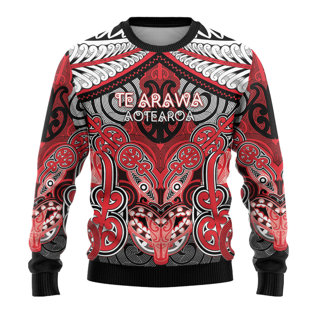 Aotearoa Iwi Te Arawa Personalised Ugly Christmas Sweater Maori Kowhaiwhai Pattern LT19 - Polynesian Pride