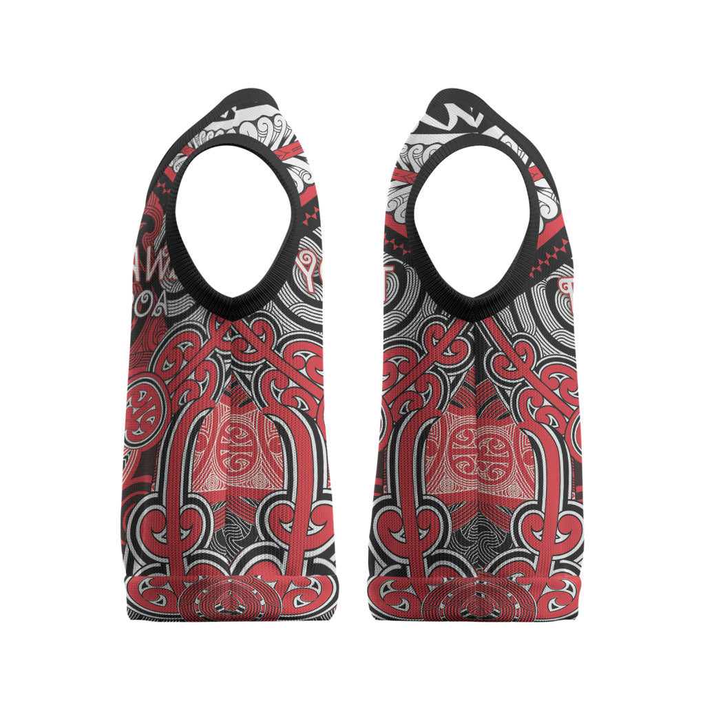 Aotearoa Iwi Te Arawa Personalised Christmas Knitted V-Neck Vest Maori Kowhaiwhai Pattern LT19 - Polynesian Pride