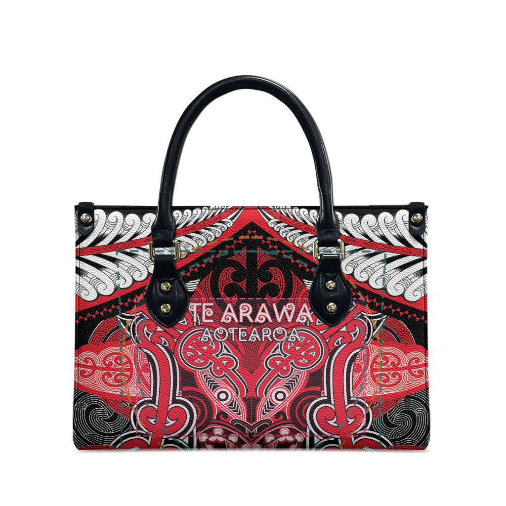 Aotearoa Iwi Te Arawa Leather Bag Maori Kowhaiwhai Pattern LT19 - Polynesian Pride