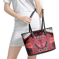 Aotearoa Iwi Te Arawa Leather Tote Bag Maori Kowhaiwhai Pattern LT19 - Polynesian Pride