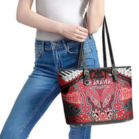 Aotearoa Iwi Te Arawa Leather Tote Bag Maori Kowhaiwhai Pattern LT19 - Polynesian Pride