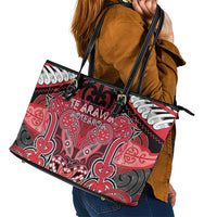 Aotearoa Iwi Te Arawa Leather Tote Bag Maori Kowhaiwhai Pattern LT19 - Polynesian Pride