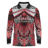 Aotearoa Iwi Te Arawa Personalised Long Sleeve Polo Shirt Maori Kowhaiwhai Pattern LT19 Red - Polynesian Pride