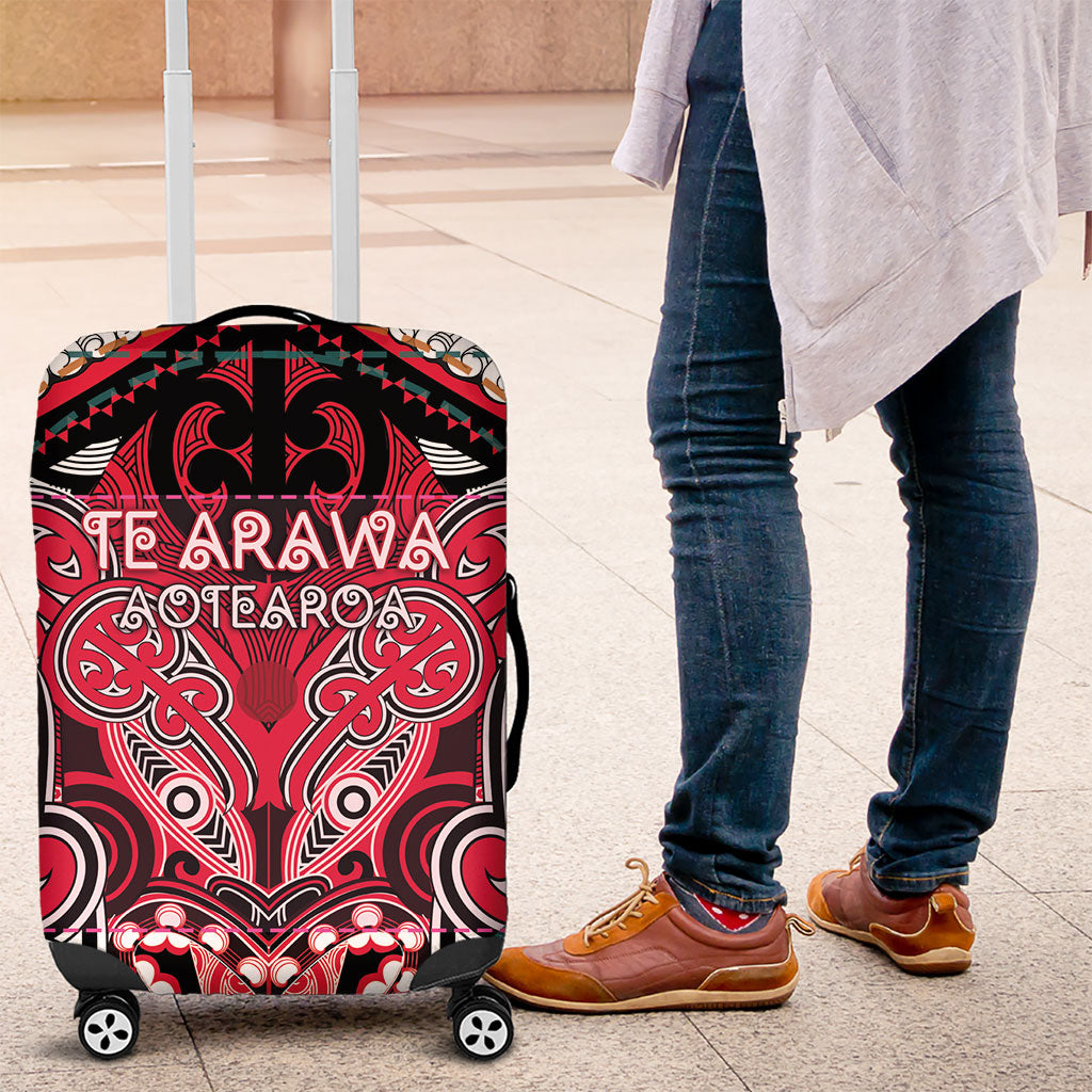 Aotearoa Iwi Te Arawa Luggage Cover Maori Kowhaiwhai Pattern LT19 Red - Polynesian Pride