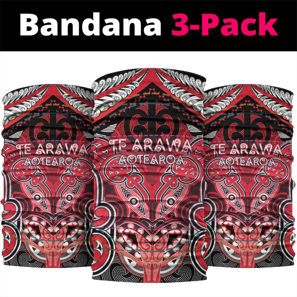 Aotearoa Iwi Te Arawa Neck Gaiter Maori Kowhaiwhai Pattern LT19 package One Size: 25*50cm Red - Polynesian Pride