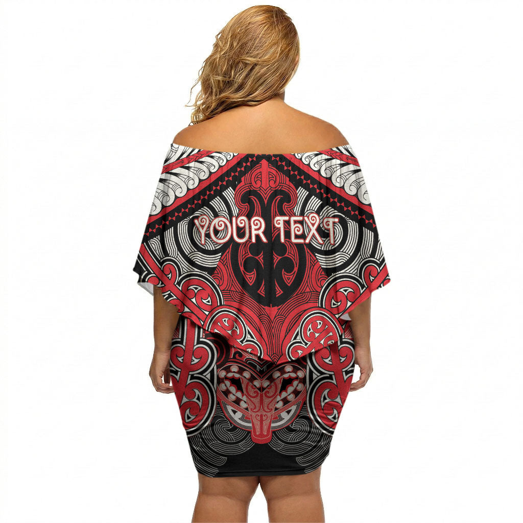 Aotearoa Iwi Te Arawa Personalised Off Shoulder Short Dress Maori Kowhaiwhai Pattern LT19 - Polynesian Pride
