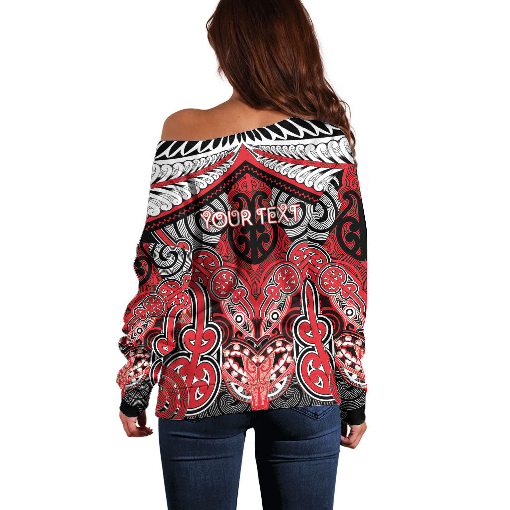 Aotearoa Iwi Te Arawa Personalised Off Shoulder Sweater Maori Kowhaiwhai Pattern LT19 - Polynesian Pride