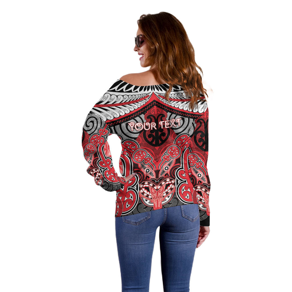 Aotearoa Iwi Te Arawa Personalised Off Shoulder Sweater Maori Kowhaiwhai Pattern LT19 - Polynesian Pride