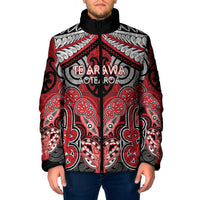 Aotearoa Iwi Te Arawa Personalised Padded Jacket Maori Kowhaiwhai Pattern LT19 Men Red - Polynesian Pride