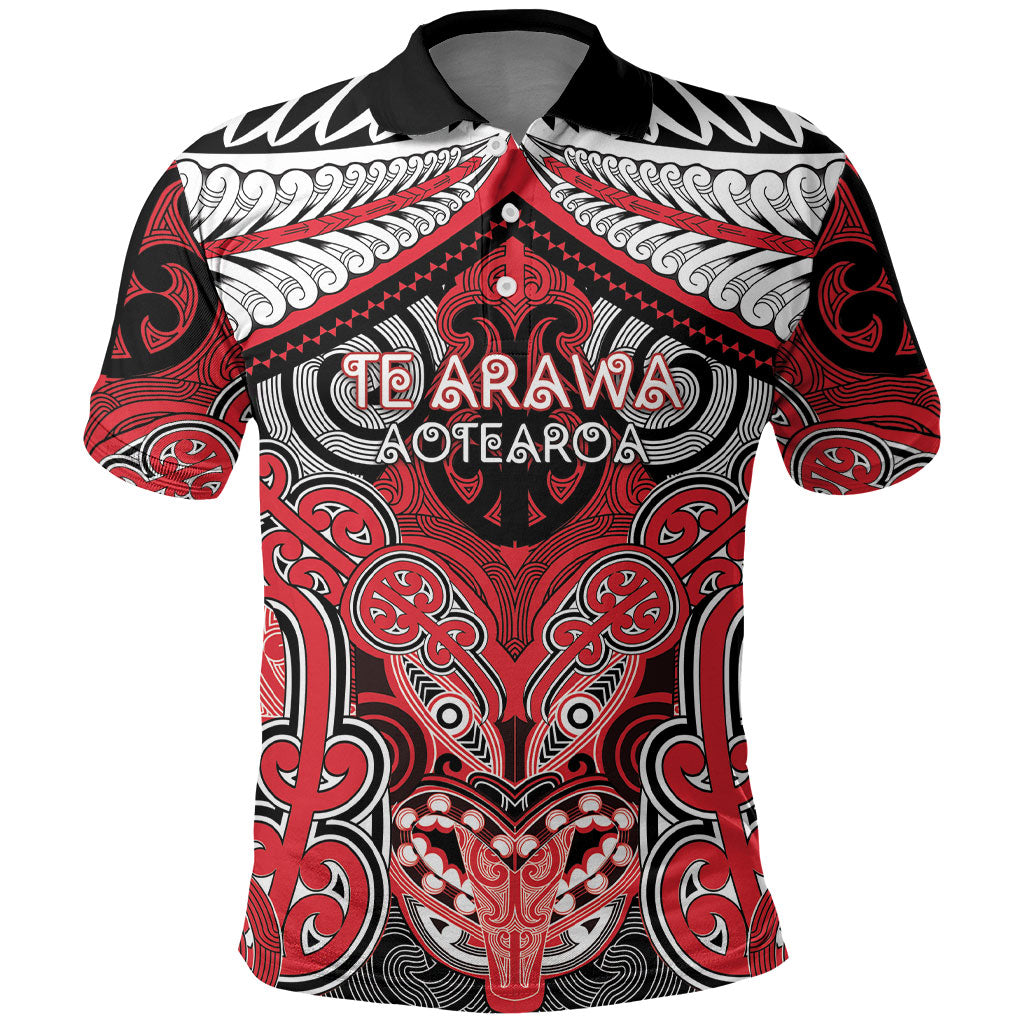 Aotearoa Iwi Te Arawa Personalised Polo Shirt Maori Kowhaiwhai Pattern LT19 Red - Polynesian Pride